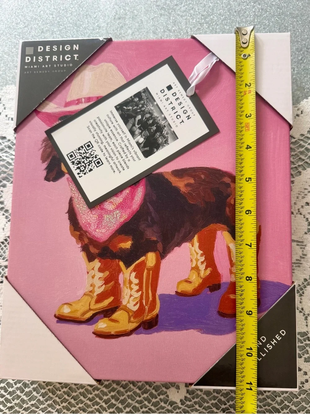 Design District Dachshund Cowgirl Canvas Wall Art Dog Pink Western Puppy Dog NWT